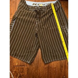 Kirra Mens Board Shorts Brown White Striped Surf Swim Trunks Size 33 Cargo